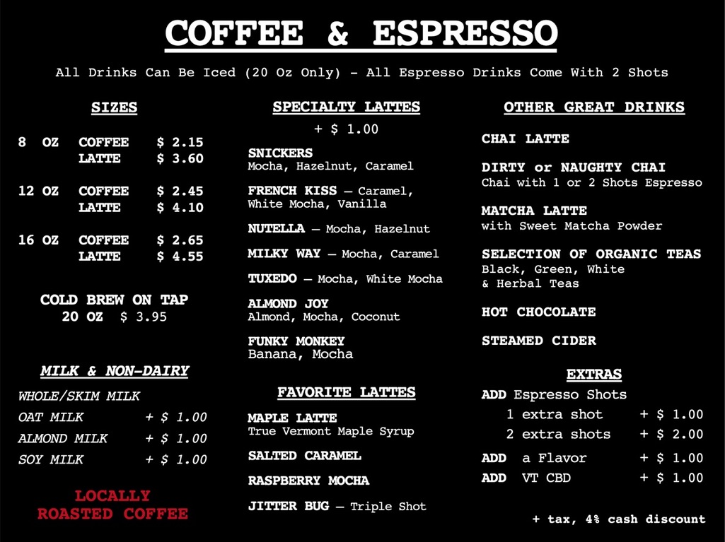 Morrisville Menu — Black Cap Coffee & Beer